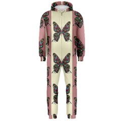 Butterflies Pink Old Ancient Texture Decorative Hooded Jumpsuit (men) by 99art