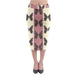 Butterflies Pink Old Ancient Texture Decorative Midi Pencil Skirt by 99art