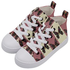 Butterflies Pink Old Ancient Texture Decorative Kids  Mid-top Canvas Sneakers by 99art