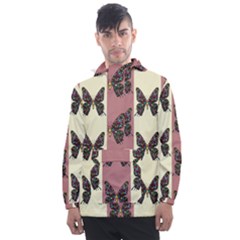 Butterflies Pink Old Ancient Texture Decorative Men s Front Pocket Pullover Windbreaker by 99art