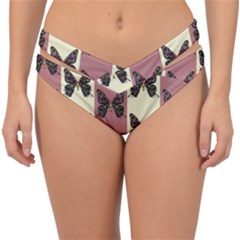 Butterflies Pink Old Ancient Texture Decorative Double Strap Halter Bikini Bottoms by 99art