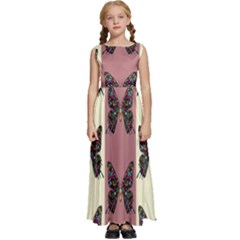 Butterflies Pink Old Ancient Texture Decorative Kids  Satin Sleeveless Maxi Dress by 99art