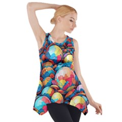 Pattern Seamless Balls Colorful Rainbow Colors Side Drop Tank Tunic by 99art