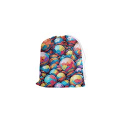 Pattern Seamless Balls Colorful Rainbow Colors Drawstring Pouch (xs) by 99art