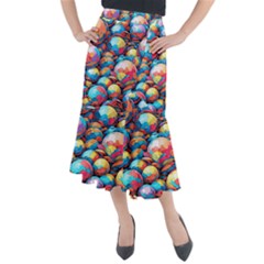 Pattern Seamless Balls Colorful Rainbow Colors Midi Mermaid Skirt by 99art