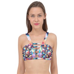 Pattern Seamless Balls Colorful Rainbow Colors Cage Up Bikini Top by 99art