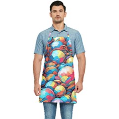 Pattern Seamless Balls Colorful Rainbow Colors Kitchen Apron by 99art