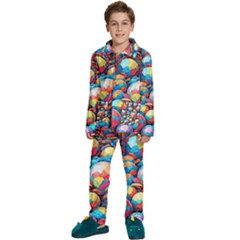 Pattern Seamless Balls Colorful Rainbow Colors Kids  Long Sleeve Velvet Pajamas Set by 99art