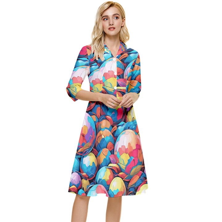 Pattern Seamless Balls Colorful Rainbow Colors Classy Knee Length Dress