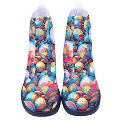 Pattern Seamless Balls Colorful Rainbow Colors High-top Canvas Sneakers