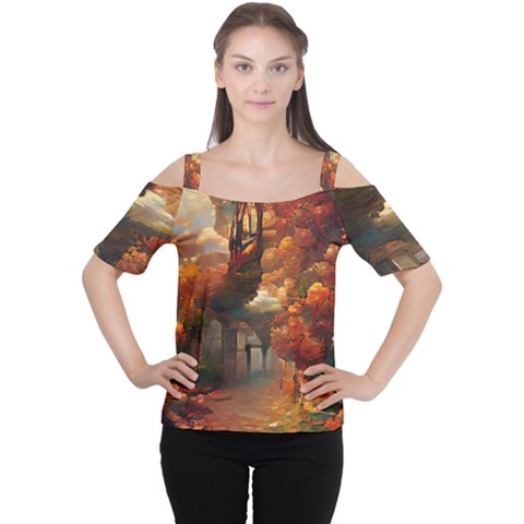 Collage Art Ai Wow Awesome Cutout Shoulder Tee by 99art