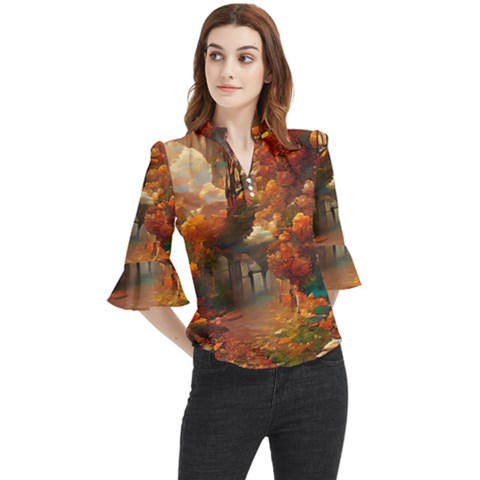 Collage Art Ai Wow Awesome Loose Horn Sleeve Chiffon Blouse by 99art