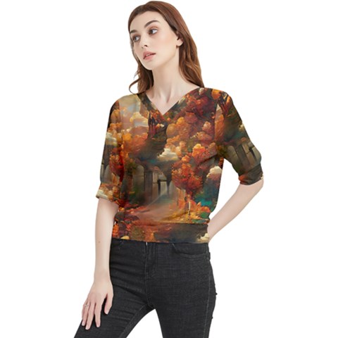 Collage Art Ai Wow Awesome Quarter Sleeve Blouse by 99art