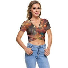 Collage Art Ai Wow Awesome Short Sleeve Foldover Tee by 99art