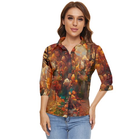 Collage Art Ai Wow Awesome Women s Quarter Sleeve Pocket Shirt by 99art