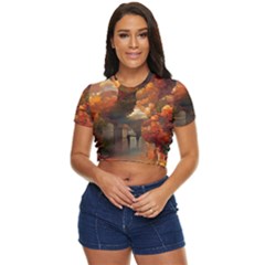 Collage Art Ai Wow Awesome Side Button Cropped Tee by 99art