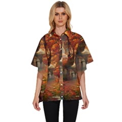 Collage Art Ai Wow Awesome Women s Batwing Button Up Shirt