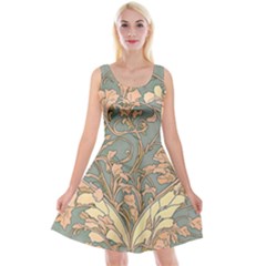 Art Nouveau Vintage Retro Pattern Floral Reversible Velvet Sleeveless Dress