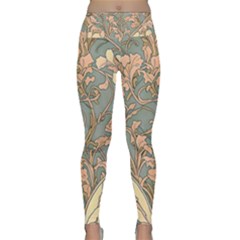 Art Nouveau Vintage Retro Pattern Floral Lightweight Velour Classic Yoga Leggings by 99art