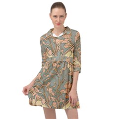 Art Nouveau Vintage Retro Pattern Floral Mini Skater Shirt Dress by 99art