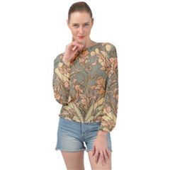 Art Nouveau Vintage Retro Pattern Floral Banded Bottom Chiffon Top by 99art