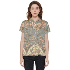 Art Nouveau Vintage Retro Pattern Floral Short Sleeve Pocket Shirt by 99art