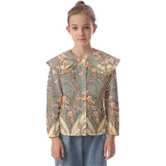 Art Nouveau Vintage Retro Pattern Floral Kids  Peter Pan Collar Blouse by 99art