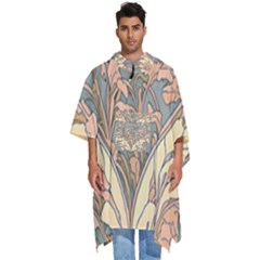 Art Nouveau Vintage Retro Pattern Floral Men s Hooded Rain Ponchos by 99art