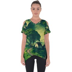 Landscape Scenery Nature Artwork Cut Out Side Drop Tee by 99art