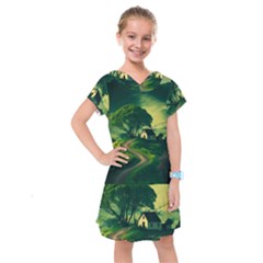 Landscape Scenery Nature Artwork Kids  Drop Waist Dress