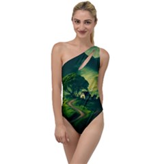 Landscape Scenery Nature Artwork To One Side Swimsuit by 99art