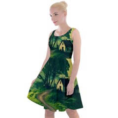 Landscape Scenery Nature Artwork Knee Length Skater Dress by 99art