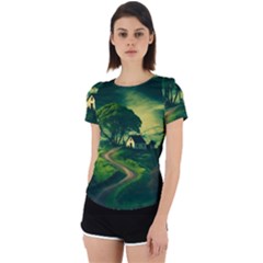 Landscape Scenery Nature Artwork Back Cut Out Sport Tee by 99art