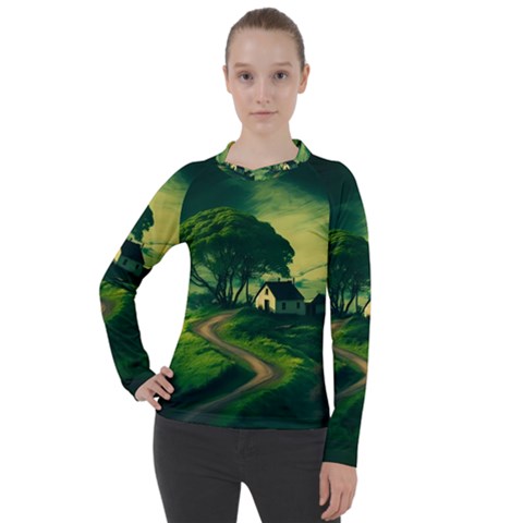 Landscape Scenery Nature Artwork Women s Pique Long Sleeve Tee by 99art