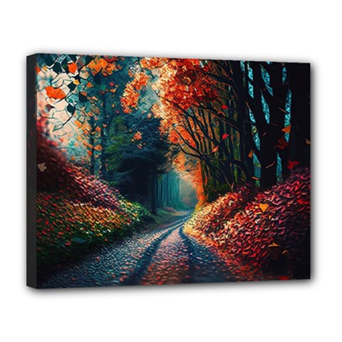 Forest Autumn Fall Painting Canvas 14  X 11  (stretched) by 99art