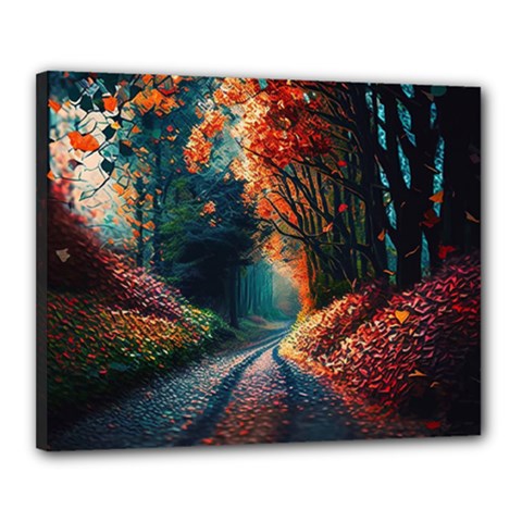 Forest Autumn Fall Painting Canvas 20  X 16  (stretched) by 99art