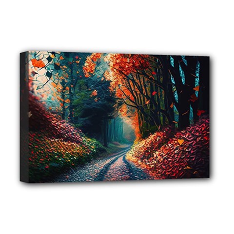 Forest Autumn Fall Painting Deluxe Canvas 18  X 12  (stretched) by 99art