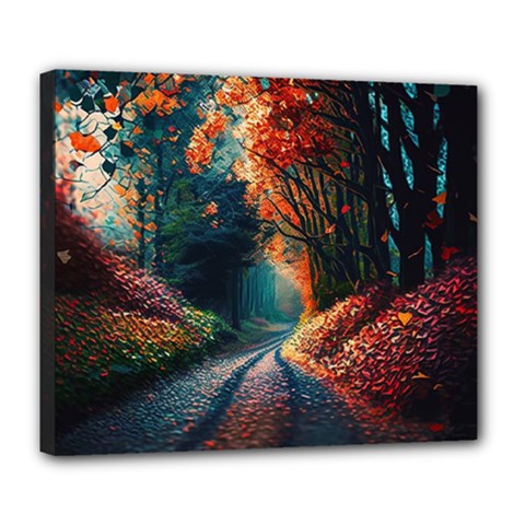 Forest Autumn Fall Painting Deluxe Canvas 24  X 20  (stretched) by 99art