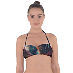 Forest Autumn Fall Painting Halter Bandeau Bikini Top by 99art