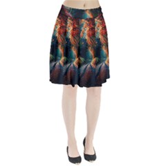 Forest Autumn Fall Painting Pleated Skirt by 99art