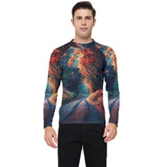 Forest Autumn Fall Painting Men s Long Sleeve Rash Guard by 99art