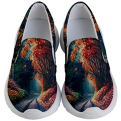 Forest Autumn Fall Painting Kids Lightweight Slip Ons by 99art