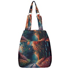 Forest Autumn Fall Painting Center Zip Backpack by 99art