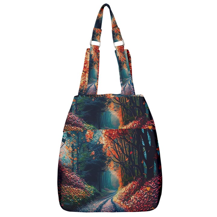 Forest Autumn Fall Painting Center Zip Backpack