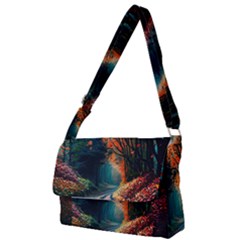 Forest Autumn Fall Painting Full Print Messenger Bag (s) by 99art