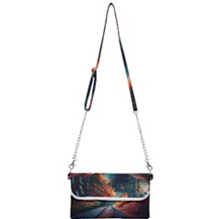 Forest Autumn Fall Painting Mini Crossbody Handbag by 99art