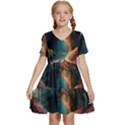 Forest Autumn Fall Painting Kids  Short Sleeve Tiered Mini Dress View1