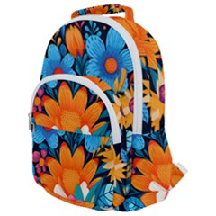 Flowers Bloom Spring Colorful Artwork Decoration Rounded Multi Pocket Backpack by 99art