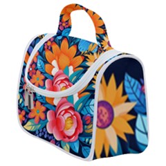 Flowers Bloom Spring Colorful Artwork Decoration Satchel Handbag by 99art