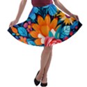 Flowers Bloom Spring Colorful Artwork Decoration A-line Skater Skirt View1